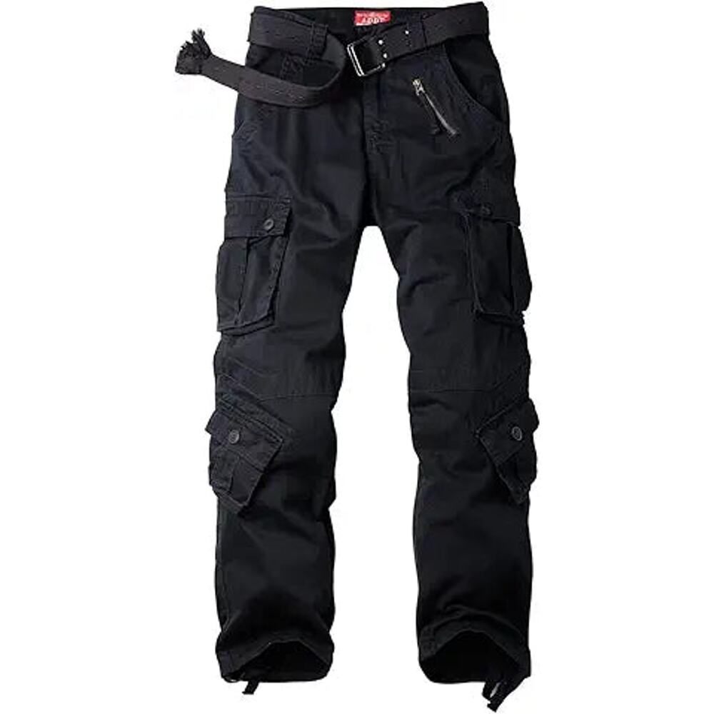 Women's Cotton Casual Military Army Cargo Combat Work Pants with 8 Pocket Black